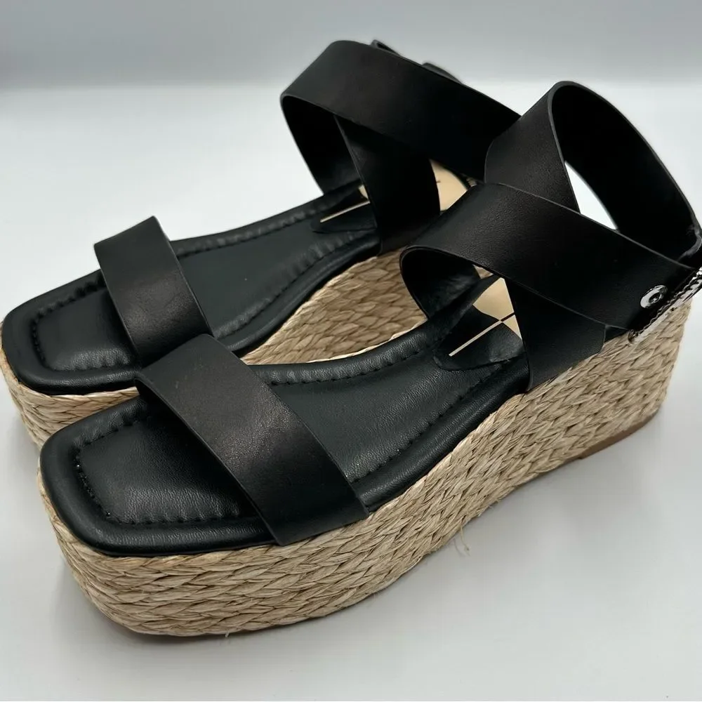 NWOB Dolce Vita Women's SZ 11 Sandals Black Leather Platform Ankle Strap Shoes